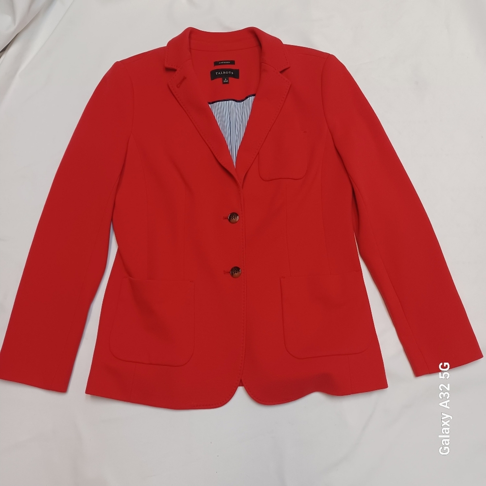 Talbots Vibrant Red Blazer elegance and comfort  Size 8 - Picture 11 of 16